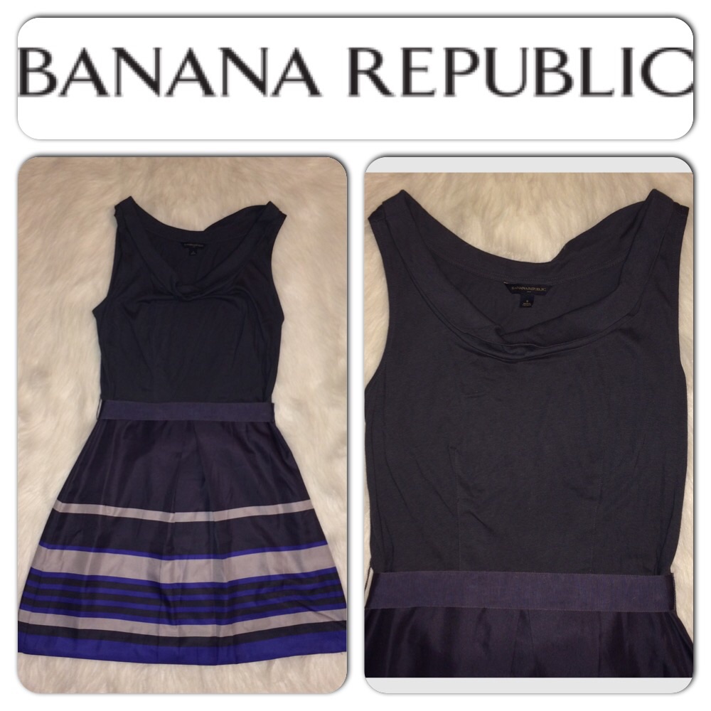 Banana Republic Purple Striped Tie Back Dress Sz.6